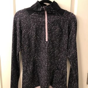 lululemon black and splattered pink spot half zip